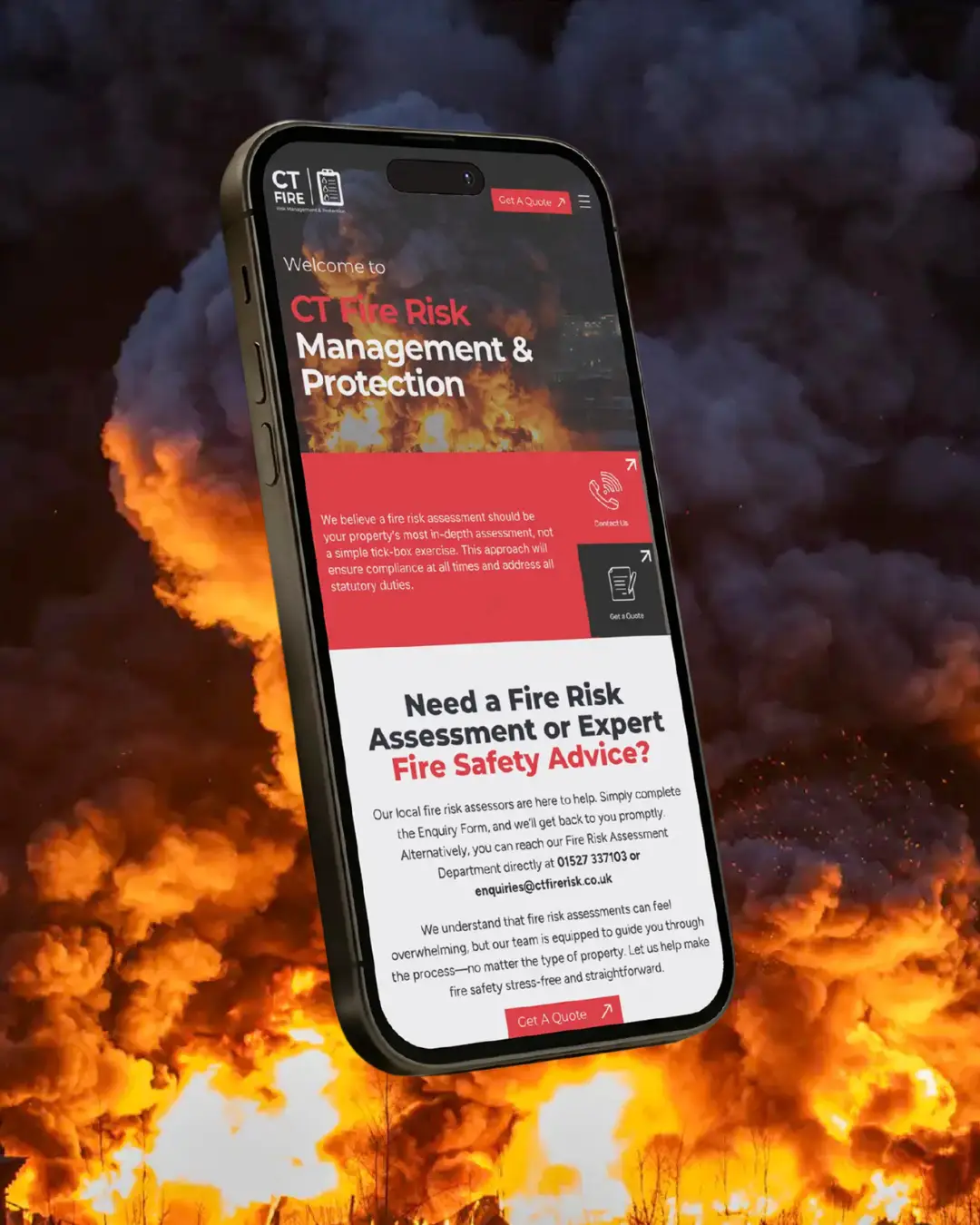 Redesigned website for CT Fire Risk in Redditch